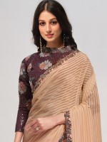 Dark Peach Georgette Saree